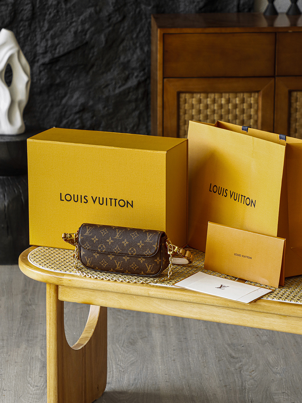 AS LOUIS VUITTON WALLET ON CHAIN IVY  全钢五金 经典老花 印花 拉链 涂层帆布 手提 斜挎单肩包 棕色A0 M81911