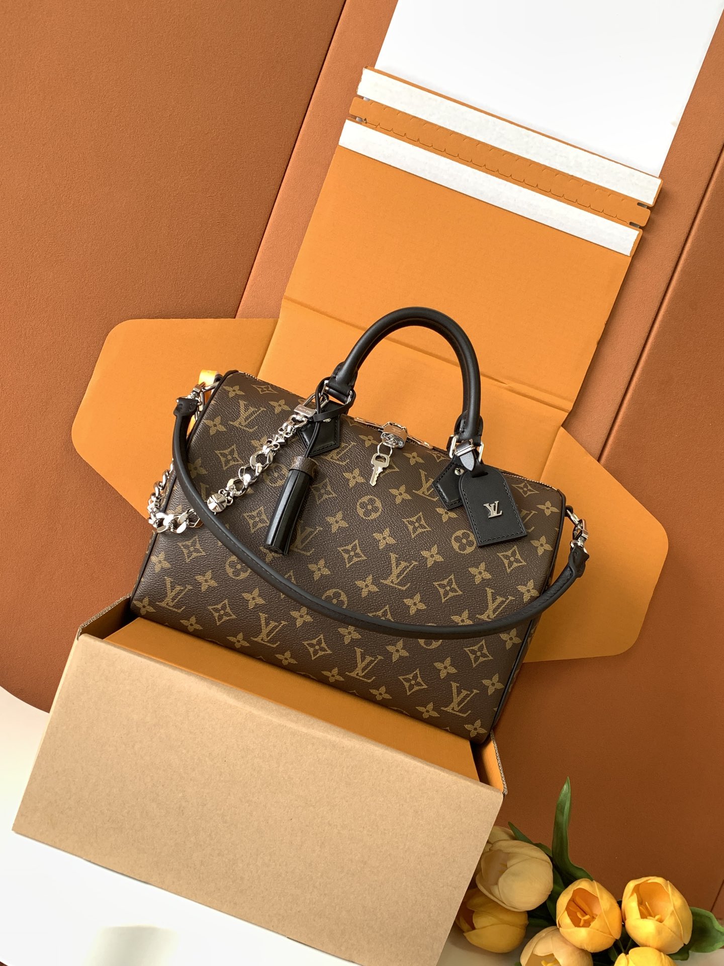 LOUIS VUITTON Speedy 30  全钢五金 经典老花 印花 拉链 涂层帆布 手提 斜挎单肩包 棕色A0 M12243