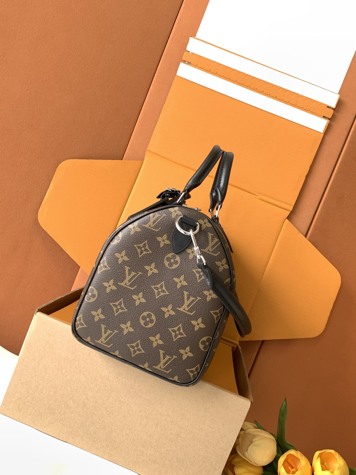 LOUIS VUITTON Speedy 30  全钢五金 经典老花 印花 拉链 涂层帆布 手提 斜挎单肩包 棕色A0 M12243