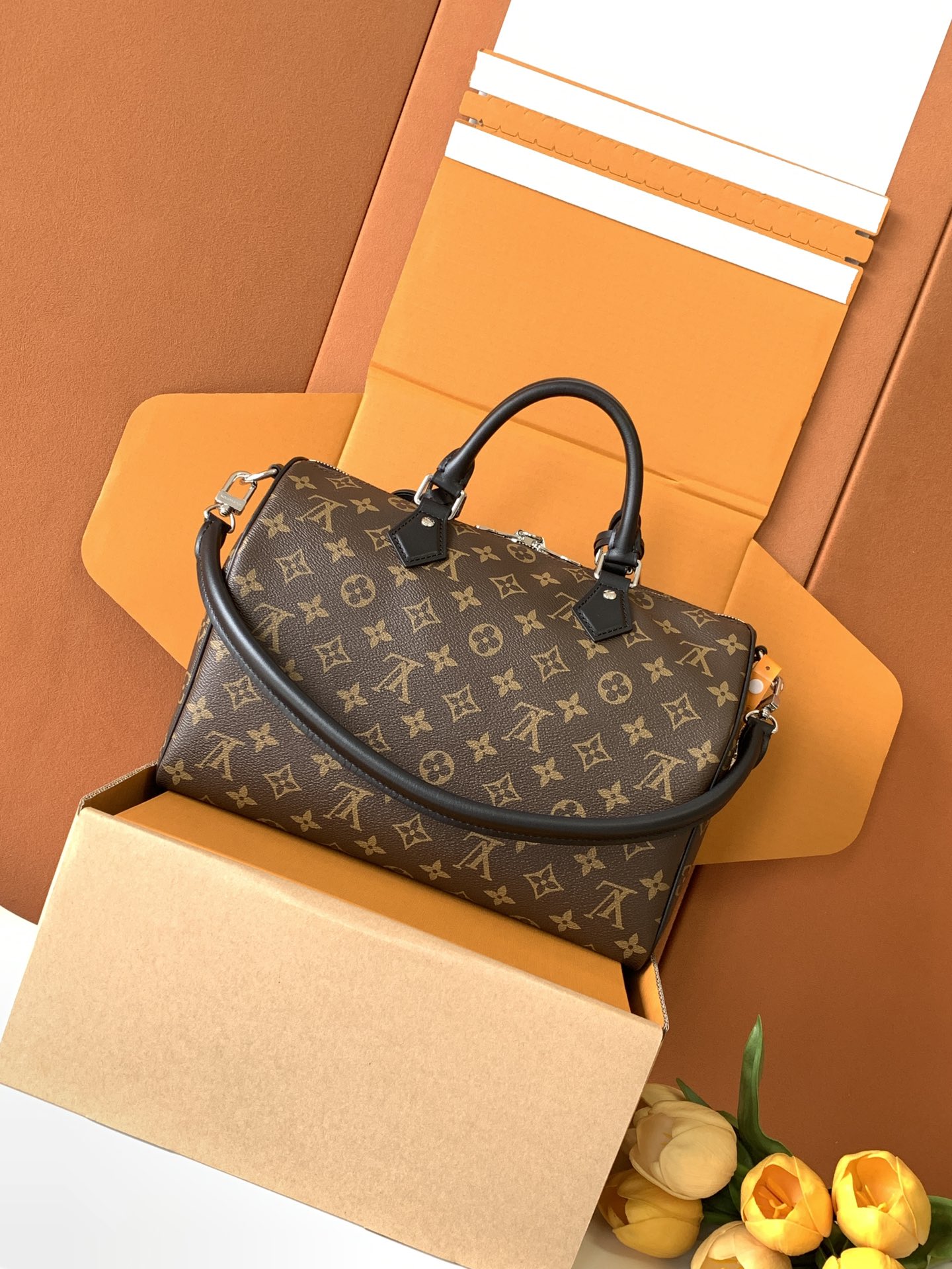LOUIS VUITTON Speedy 30  全钢五金 经典老花 印花 拉链 涂层帆布 手提 斜挎单肩包 棕色A0 M12243