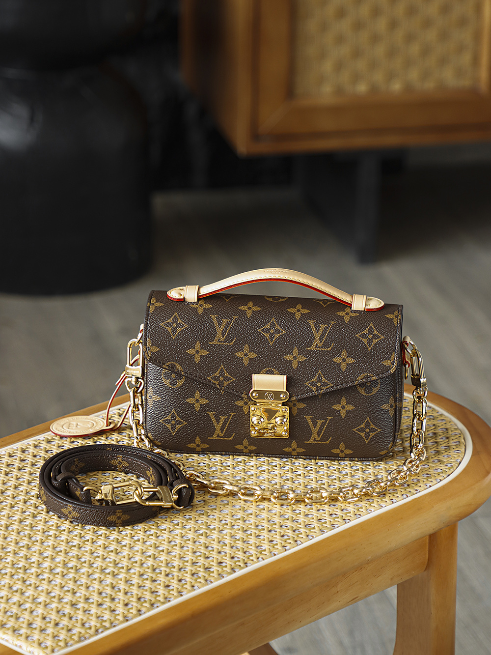 AS LOUIS VUITTON Pochette Métis 全钢五金 经典老花 印花 拉链 涂层帆布 手提 小邮差包 棕色A0 M46279