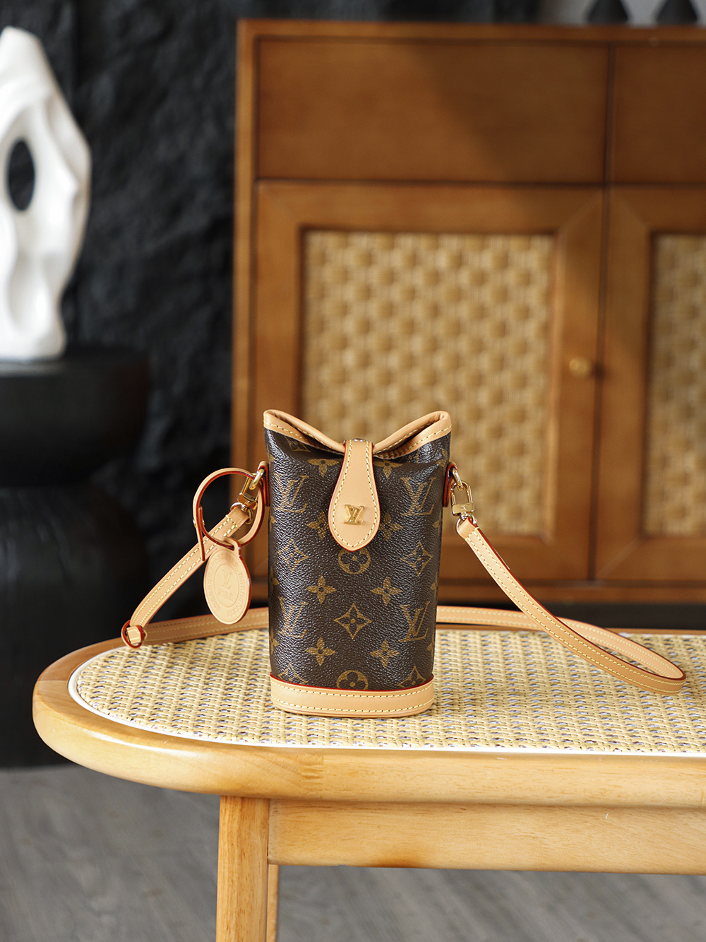 AS LOUIS VUITTON FOLD ME POUCH  全钢五金 经典老花 印花 拉链 涂层帆布 薯条包 斜跨 棕色A0 M80874