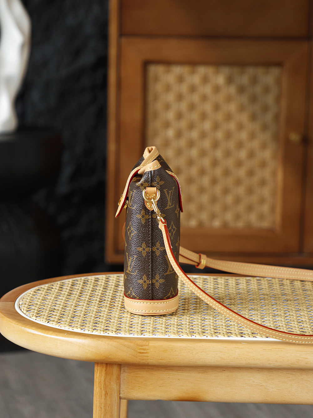 AS LOUIS VUITTON FOLD ME POUCH  全钢五金 经典老花 印花 拉链 涂层帆布 薯条包 斜跨 棕色A0 M80874