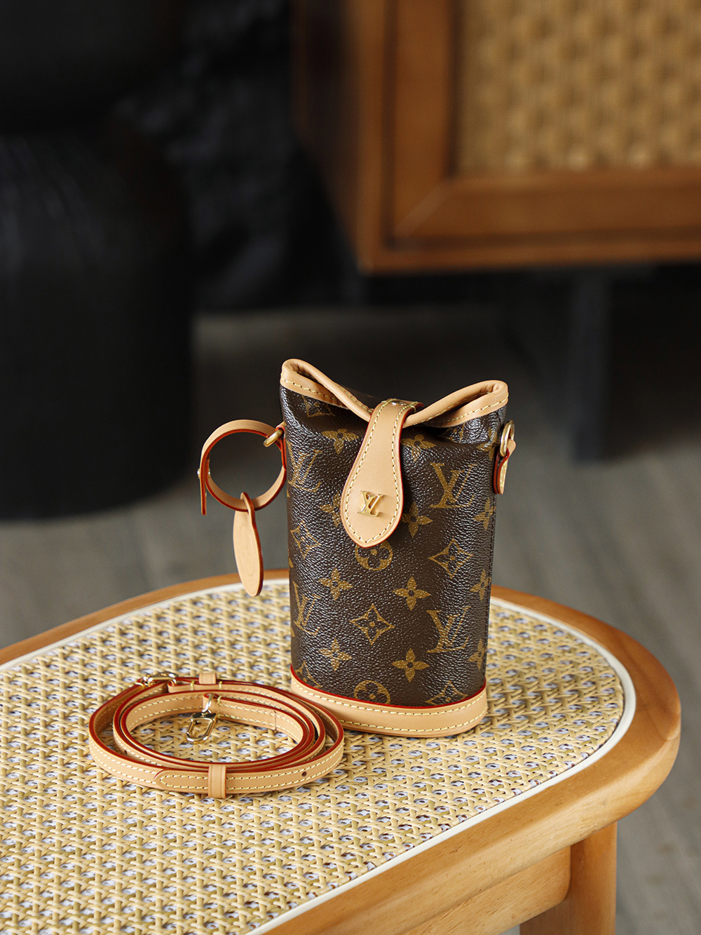 AS LOUIS VUITTON FOLD ME POUCH  全钢五金 经典老花 印花 拉链 涂层帆布 薯条包 斜跨 棕色A0 M80874