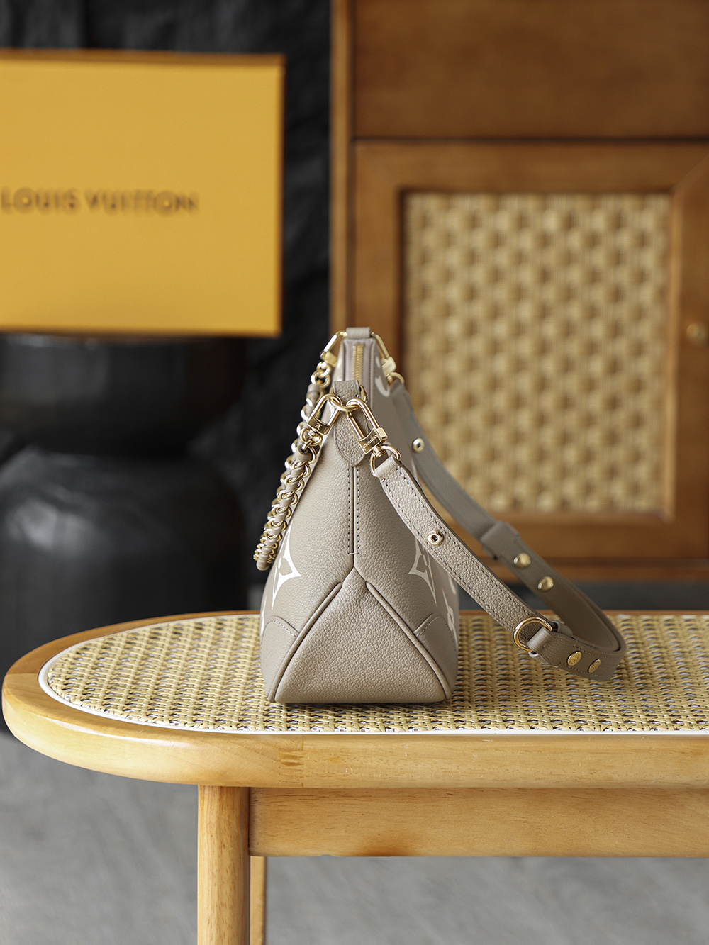 AS LOUIS VUITTON BOULOGNE 全钢五金 经典老花 印花 拉链 涂层帆布 单肩斜跨包 鸽灰色A0 M13224