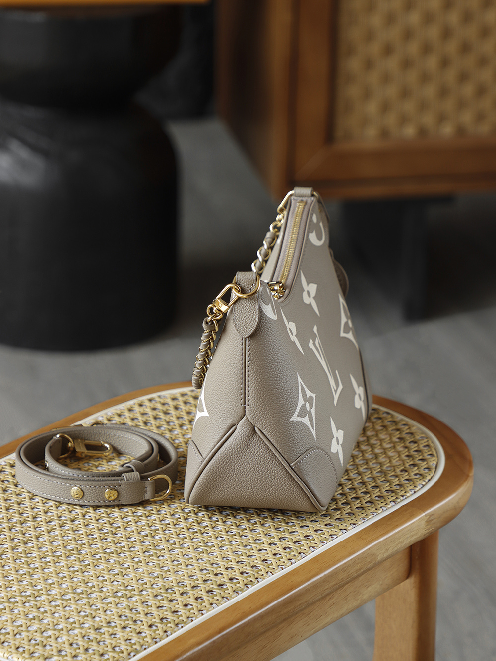 AS LOUIS VUITTON BOULOGNE 全钢五金 经典老花 印花 拉链 涂层帆布 单肩斜跨包 鸽灰色A0 M13224