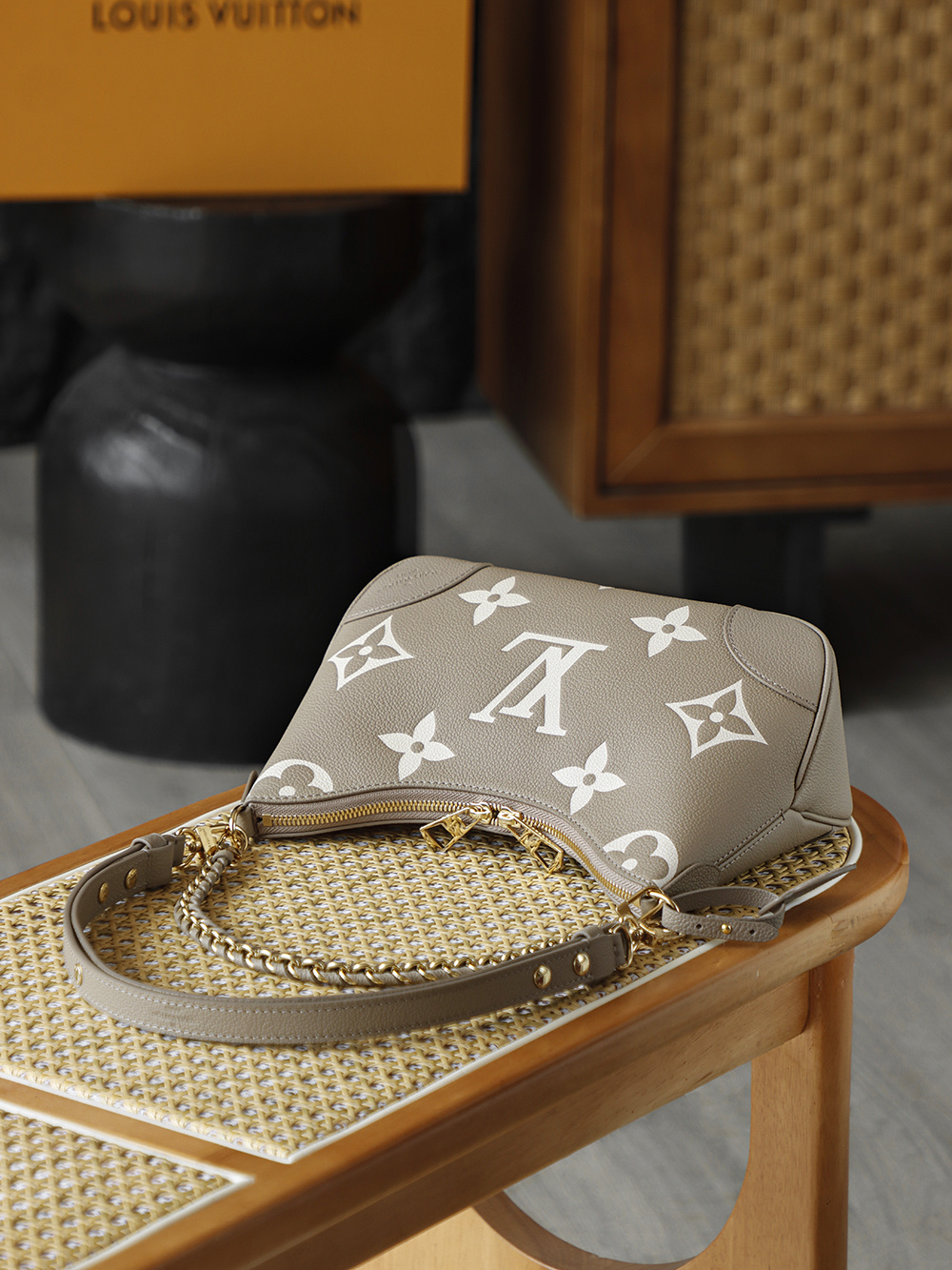 AS LOUIS VUITTON BOULOGNE 全钢五金 经典老花 印花 拉链 涂层帆布 单肩斜跨包 鸽灰色A0 M13224