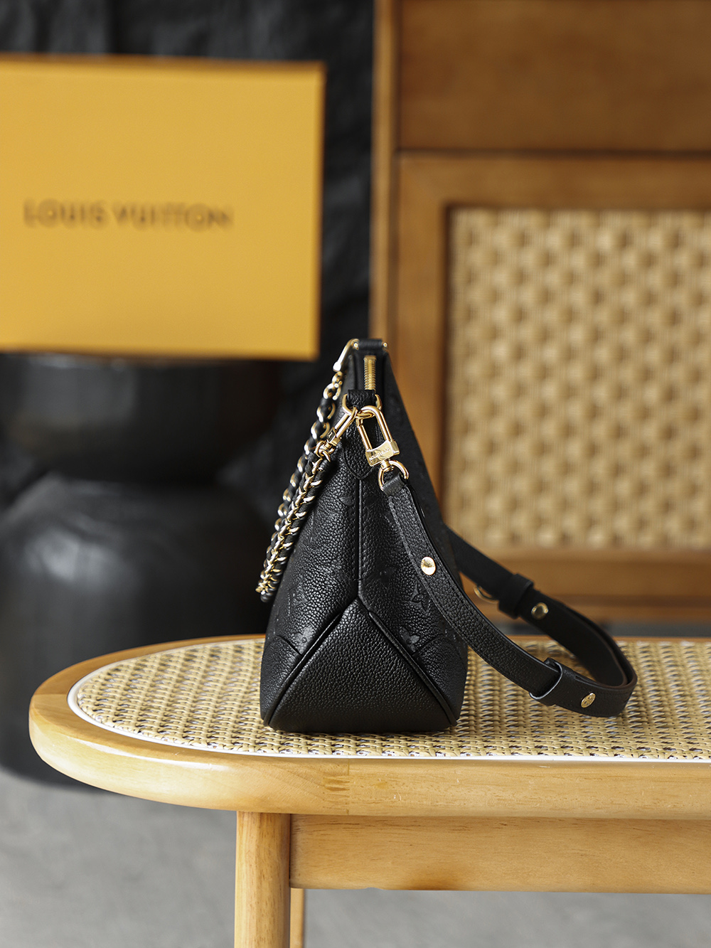 AS LOUIS VUITTON BOULOGNE 全钢五金 经典老花 印花 拉链 涂层帆布 单肩斜跨包 黑色 A0 M12930