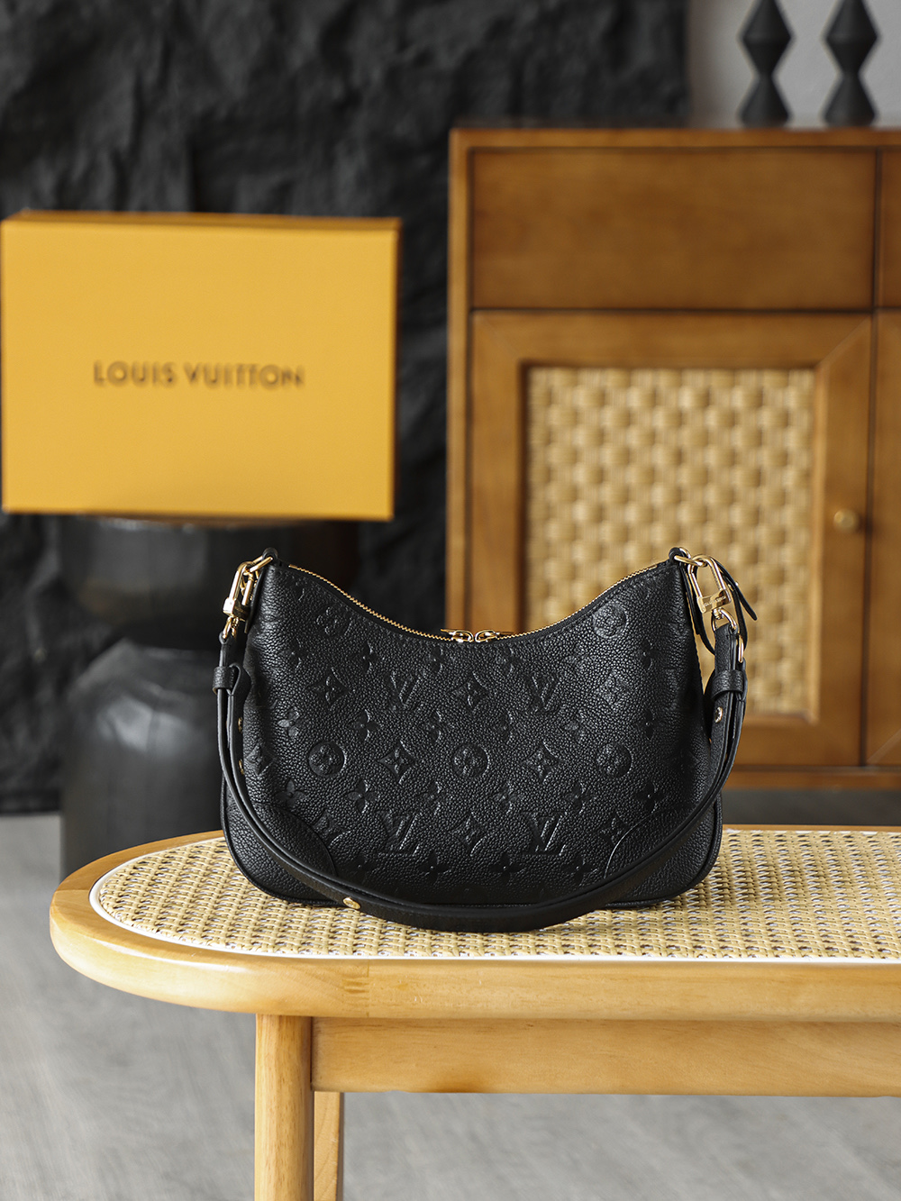 AS LOUIS VUITTON BOULOGNE 全钢五金 经典老花 印花 拉链 涂层帆布 单肩斜跨包 黑色 A0 M12930