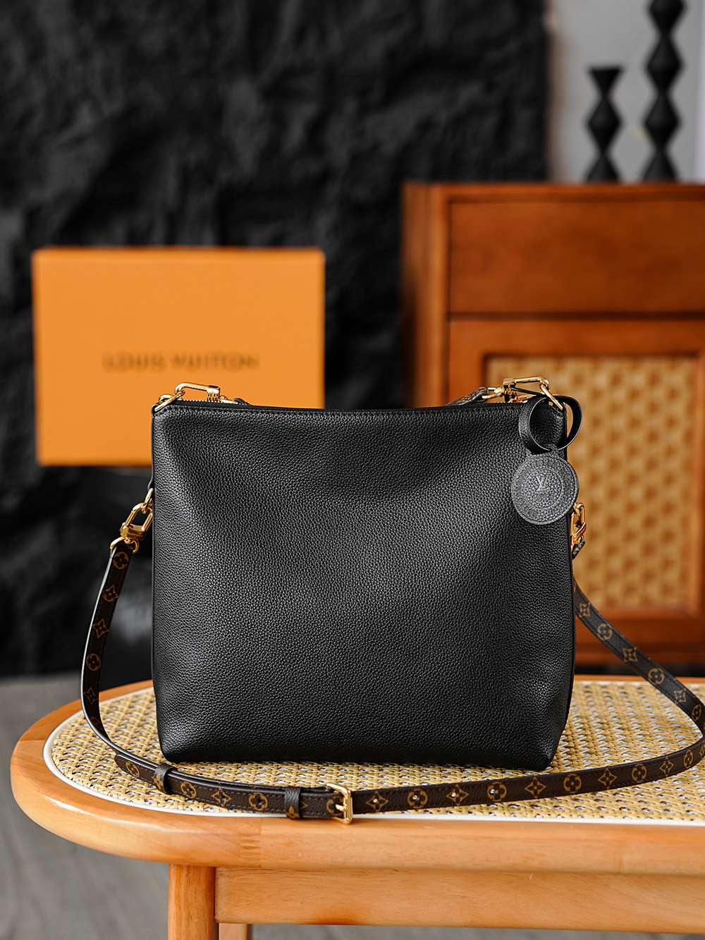 AS LOUIS VUITTON MULTIPASS 全钢五金 经典老花 印花 拉链 涂层帆布 手提 斜跨包 黑色 A0 M29195