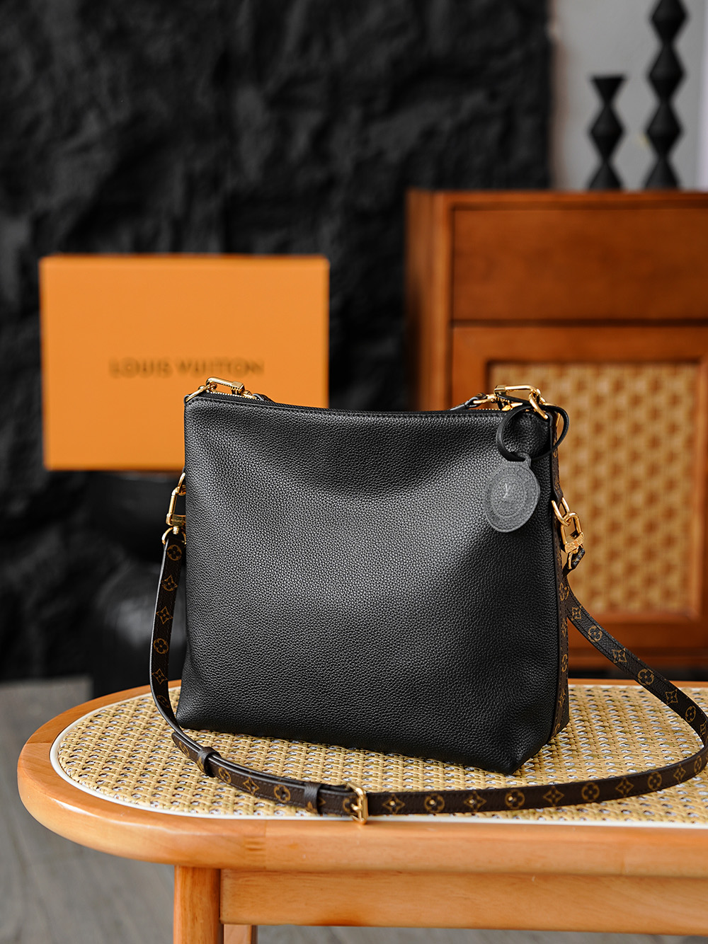 AS LOUIS VUITTON MULTIPASS 全钢五金 经典老花 印花 拉链 涂层帆布 手提 斜跨包 黑色 A0 M29195