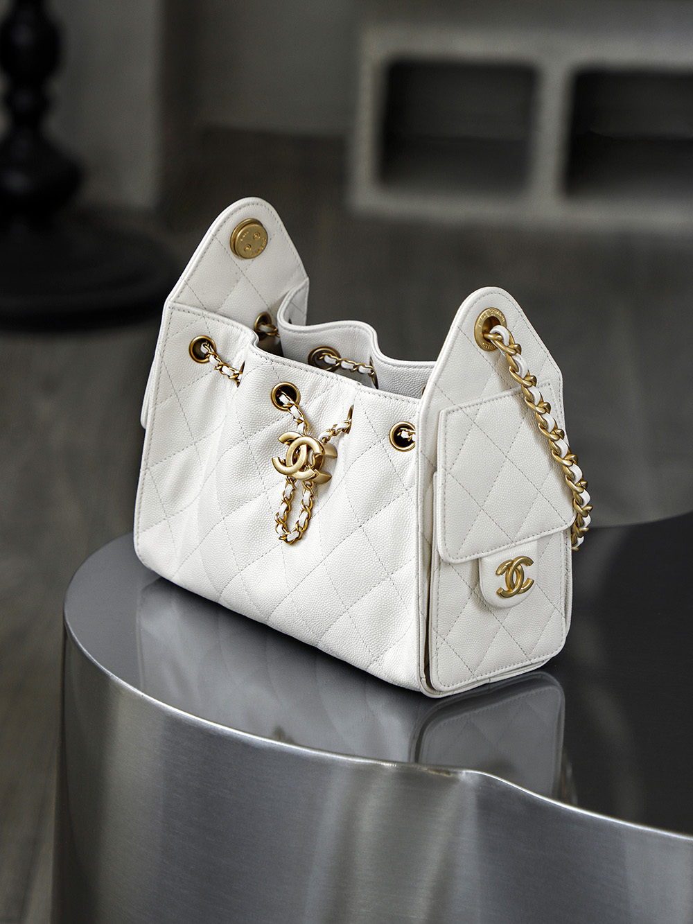 顶规 Chanel 香奈儿 25bag mini  26 金标双C  头层皮 手提袋 斜挎包 包包  白色 AS5631-B20304-U6544