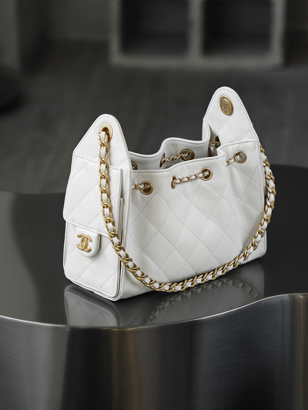 顶规 Chanel 香奈儿 25bag mini  26 金标双C  头层皮 手提袋 斜挎包 包包  白色 AS5631-B20304-U6544