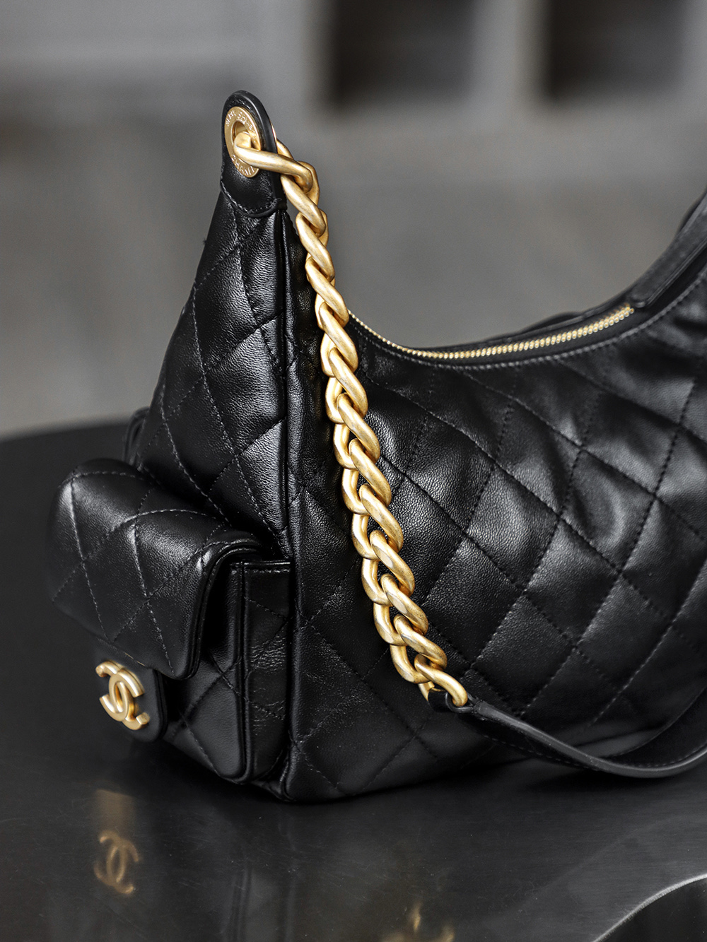 大号.顶规 Chanel 香奈儿 25C 嬉皮 头层皮 手提袋 斜挎包 包包  黑色  AS5339-B18791-94305