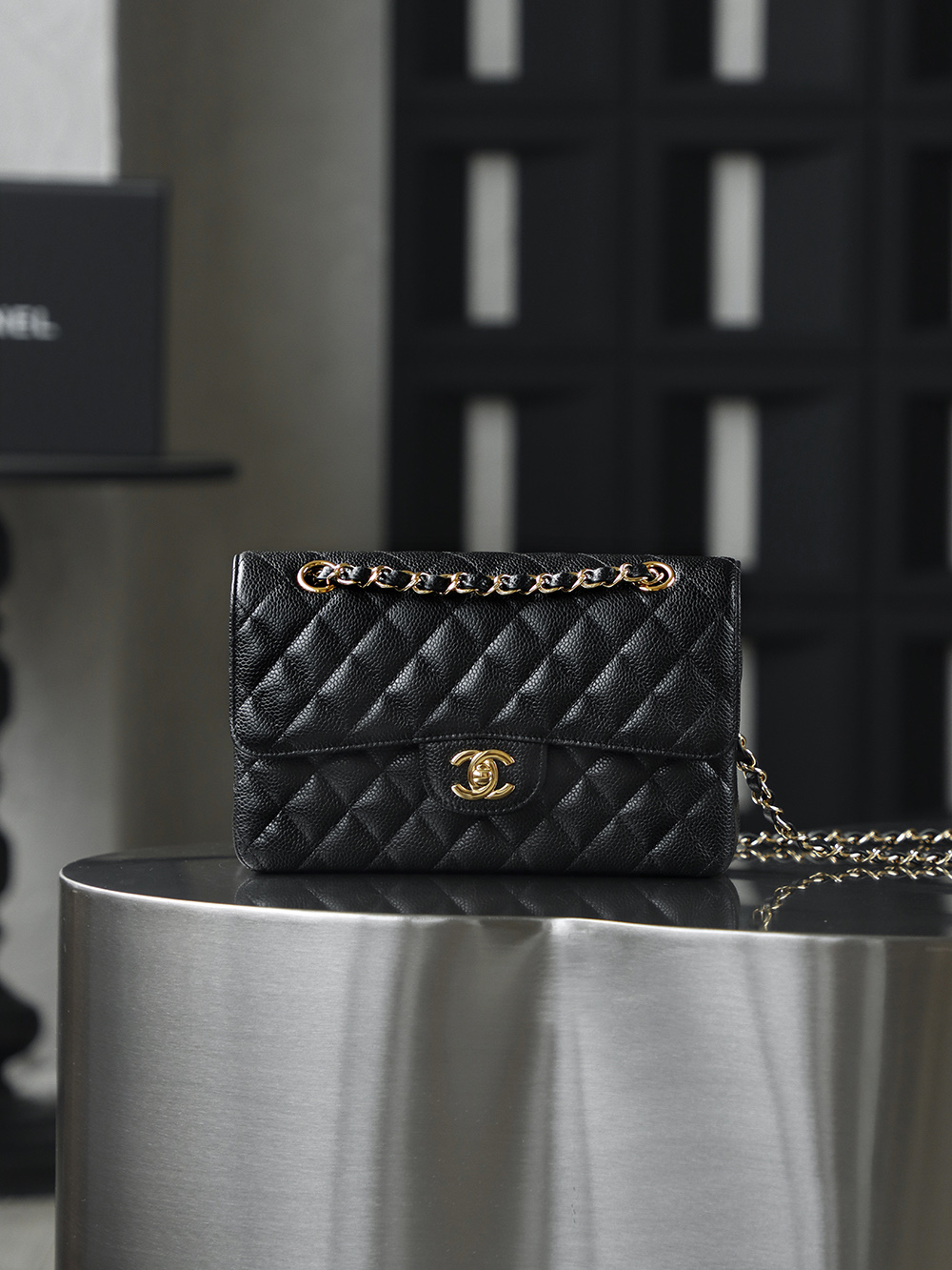 顶规 Chanel 香奈儿 Classic Flap CF 头层皮 手提袋 斜挎包 包包  小号 黑金 A01113-Y01864-C3906