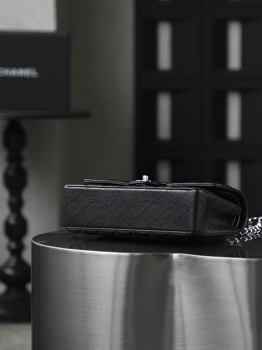 顶规 Chanel 香奈儿 Classic Flap CF 头层皮 手提袋 斜挎包 包包  黑银 A01112-Y01588-C3906