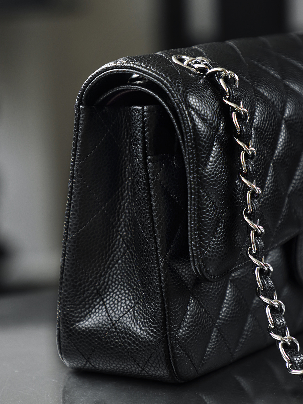 顶规 Chanel 香奈儿 Classic Flap CF 头层皮 手提袋 斜挎包 包包  黑银 A01112-Y01588-C3906