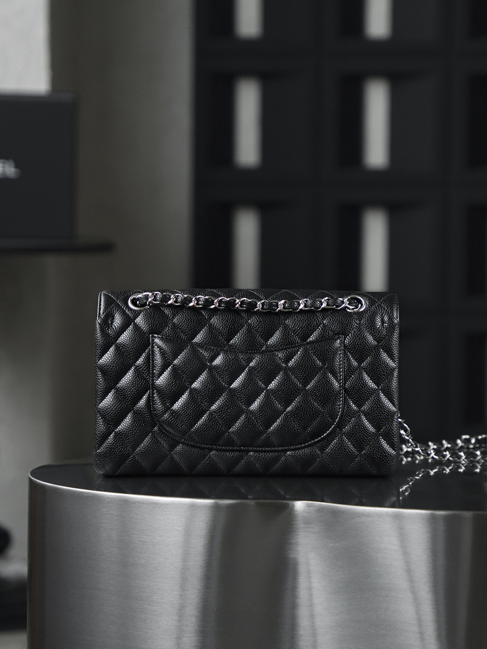 顶规 Chanel 香奈儿 Classic Flap CF 头层皮 手提袋 斜挎包 包包  黑银 A01112-Y01588-C3906