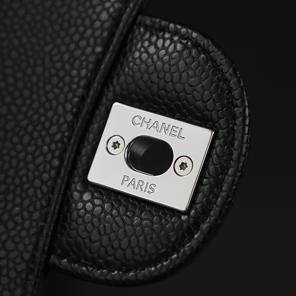 顶规 Chanel 香奈儿 Classic Flap CF 头层皮 手提袋 斜挎包 包包  黑银 A01112-Y01588-C3906