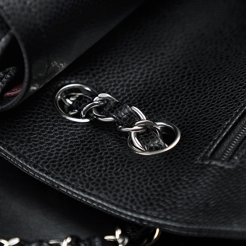 顶规 Chanel 香奈儿 Classic Flap CF 头层皮 手提袋 斜挎包 包包  黑银 A01112-Y01588-C3906