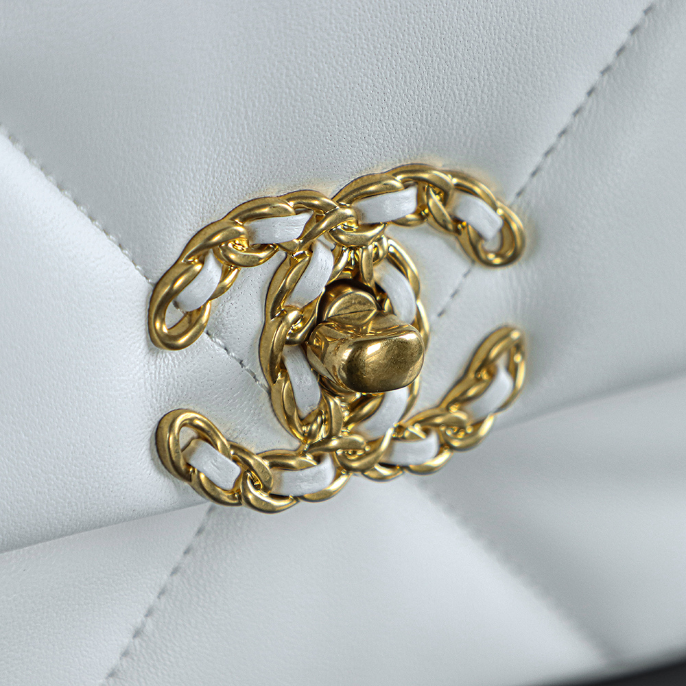 顶规 Chanel 香奈儿 19 Bag 头层皮 手提袋 斜挎包 包包  中号 白金