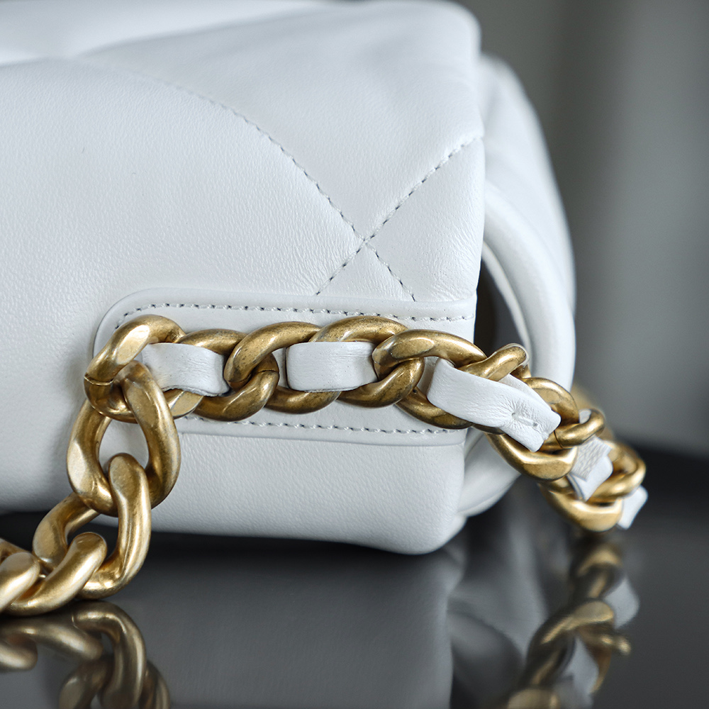 顶规 Chanel 香奈儿 19 Bag 头层皮 手提袋 斜挎包 包包  中号 白金