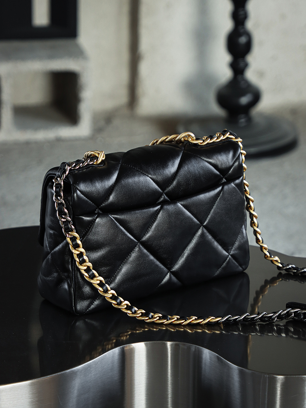 顶规 Chanel 香奈儿 19 Bag 头层皮 手提袋 斜挎包 包包  中号 黑金 AS1161-B02875-94305