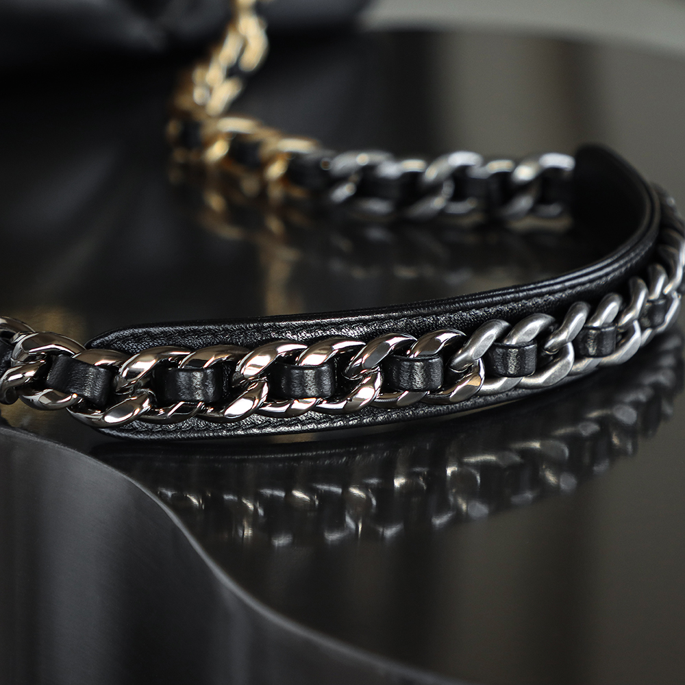 顶规 Chanel 香奈儿 19 Bag 头层皮 手提袋 斜挎包 包包  中号 黑金 AS1161-B02875-94305