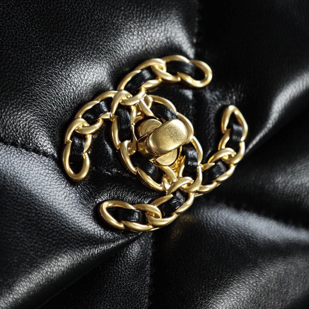 顶规 Chanel 香奈儿 19 Bag 头层皮 手提袋 斜挎包 包包  小号 黑金色 AS1160-B03215-94305