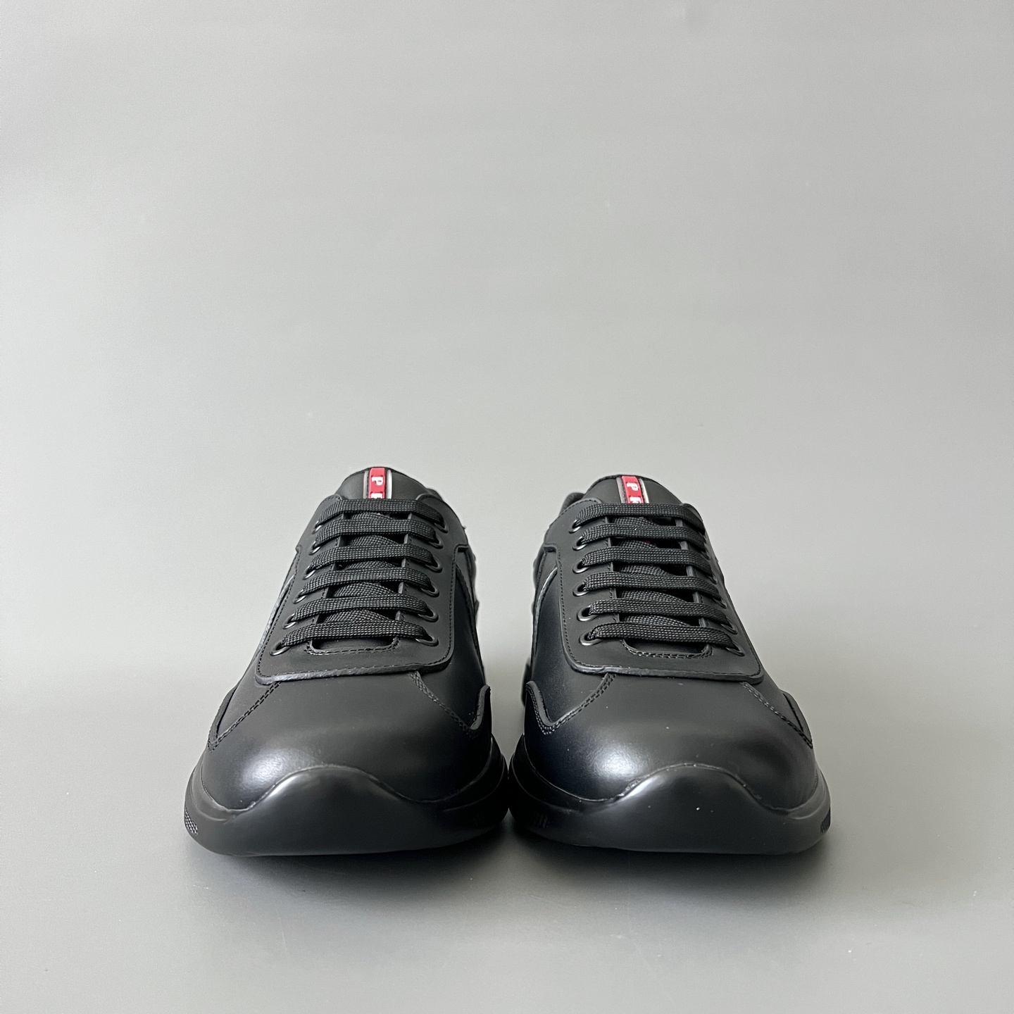 Prada 普拉达 America's Cup  系列 皮革 和织物面料 运动鞋 男士 黑色B5 4E3400_038_F0002