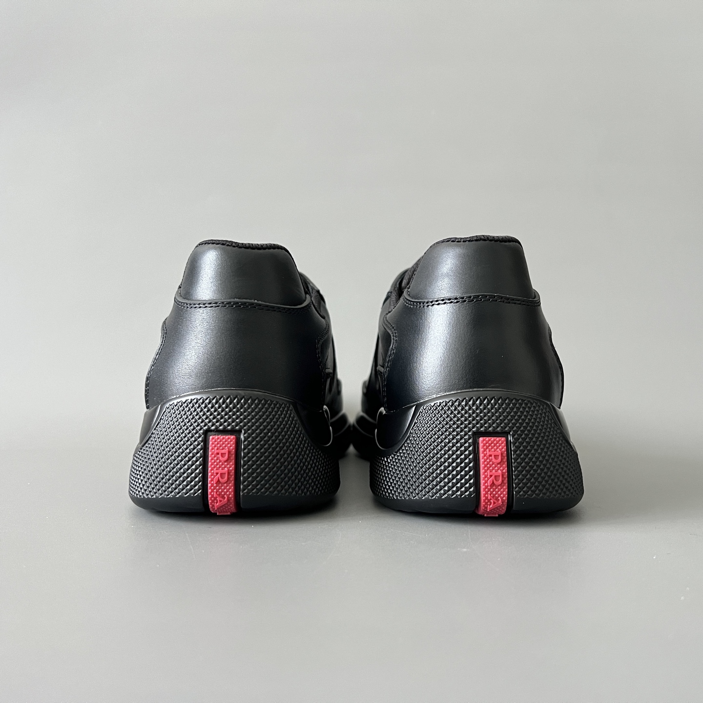 Prada 普拉达 America's Cup  系列 皮革 和织物面料 运动鞋 男士 黑色B5 4E3400_038_F0002