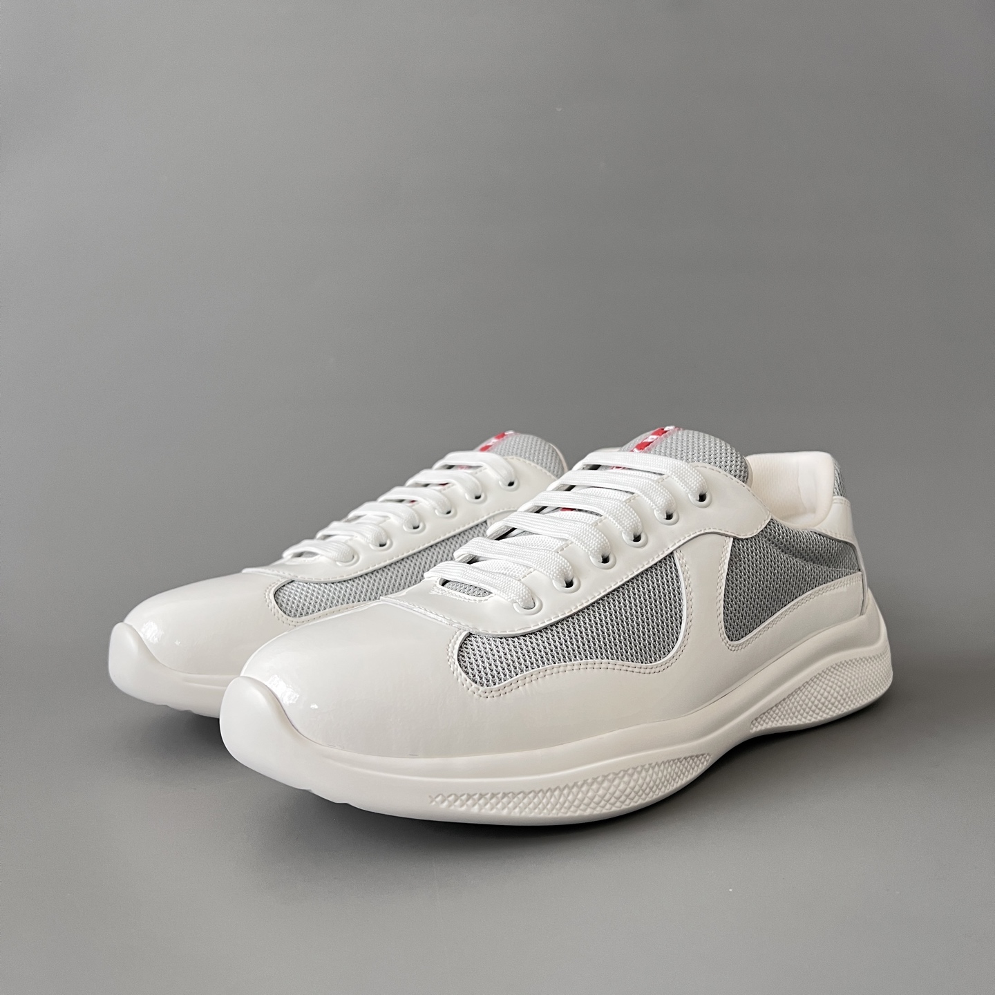 Prada 普拉达 America's Cup  系列 皮革 和织物面料 运动鞋 男士 白色B5 4E3400_6GW_F0J36