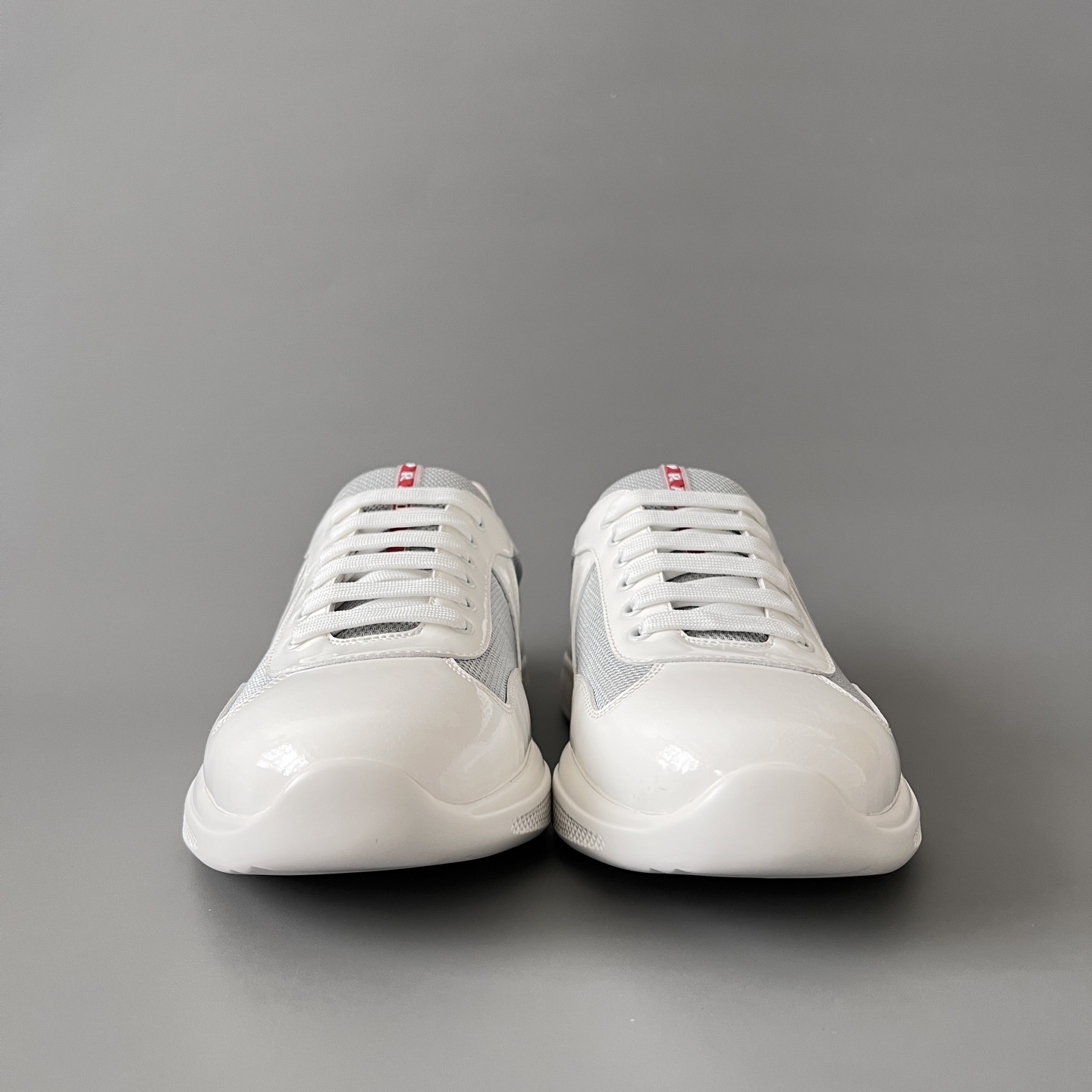 Prada 普拉达 America's Cup  系列 皮革 和织物面料 运动鞋 男士 白色B5 4E3400_6GW_F0J36