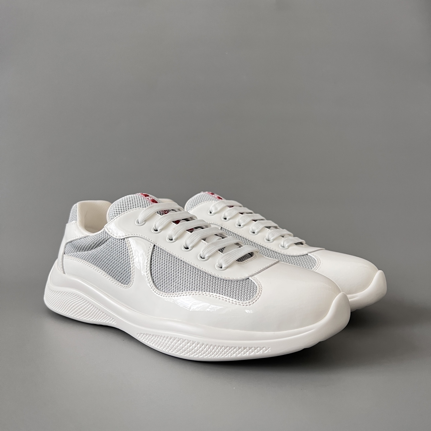 Prada 普拉达 America's Cup  系列 皮革 和织物面料 运动鞋 男士 白色B5 4E3400_6GW_F0J36