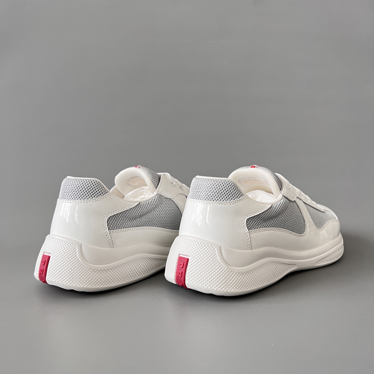 Prada 普拉达 America's Cup  系列 皮革 和织物面料 运动鞋 男士 白色B5 4E3400_6GW_F0J36