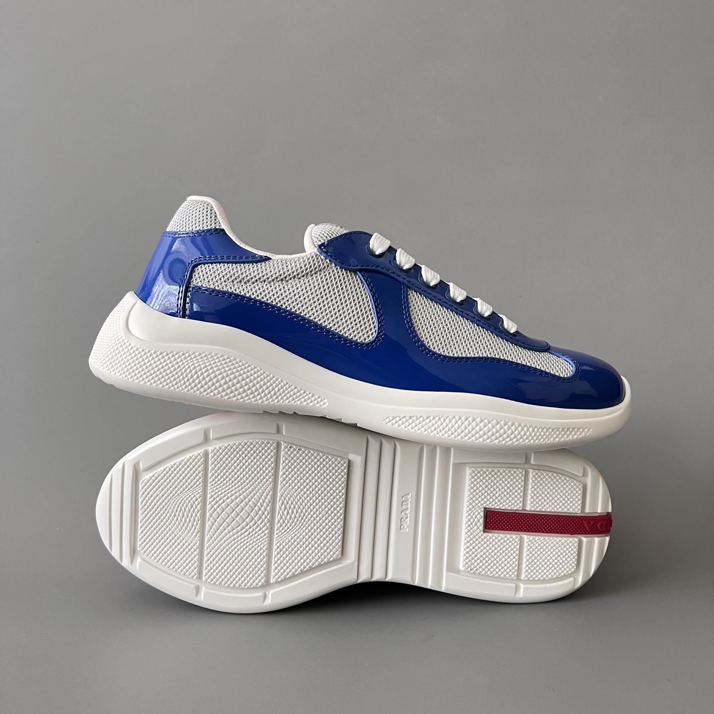 Prada 普拉达 America's Cup  系列 皮革 和织物面料 运动鞋 男士 蓝色B5 4E3400_ASZ_F0J3X_F_G000