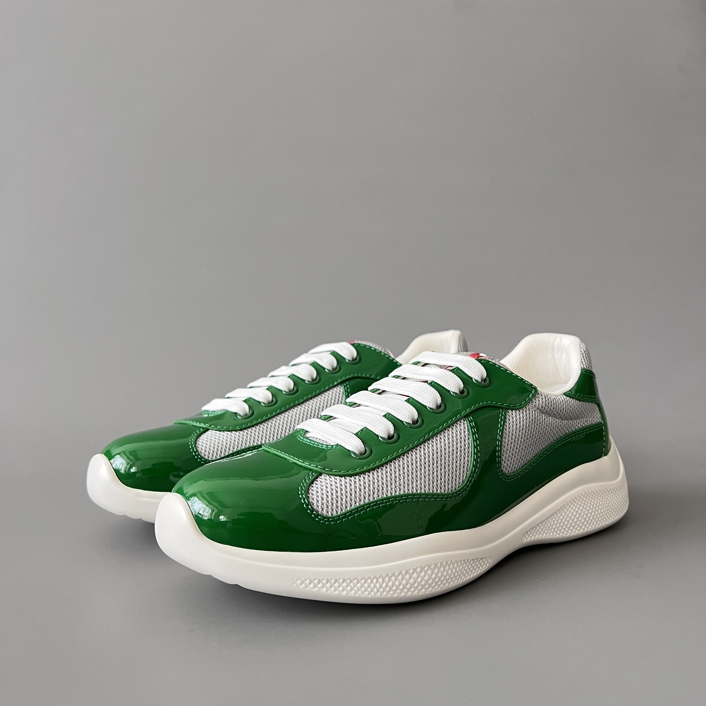 Prada 普拉达 America's Cup  系列 皮革 和织物面料 运动鞋 男士 绿色B5 4E3400_ASZ_F0J8D