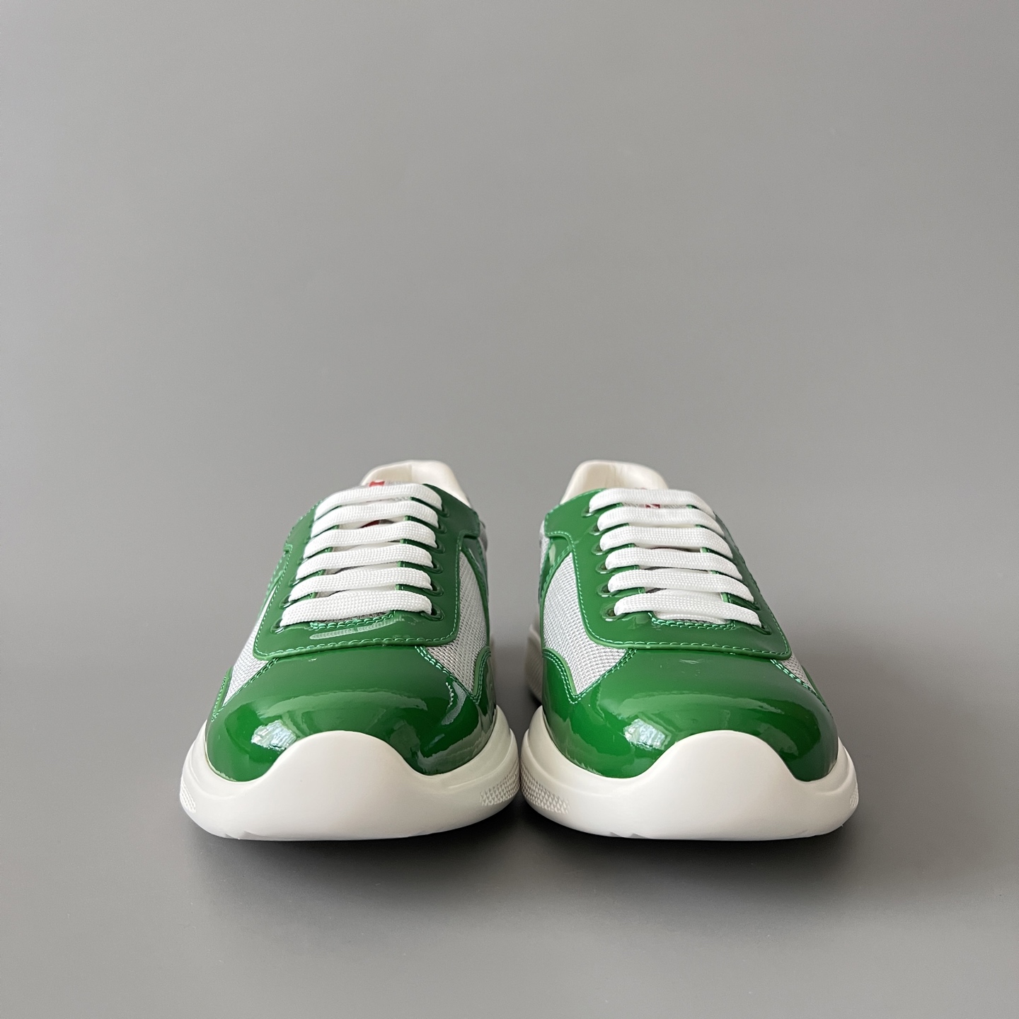 Prada 普拉达 America's Cup  系列 皮革 和织物面料 运动鞋 男士 绿色B5 4E3400_ASZ_F0J8D