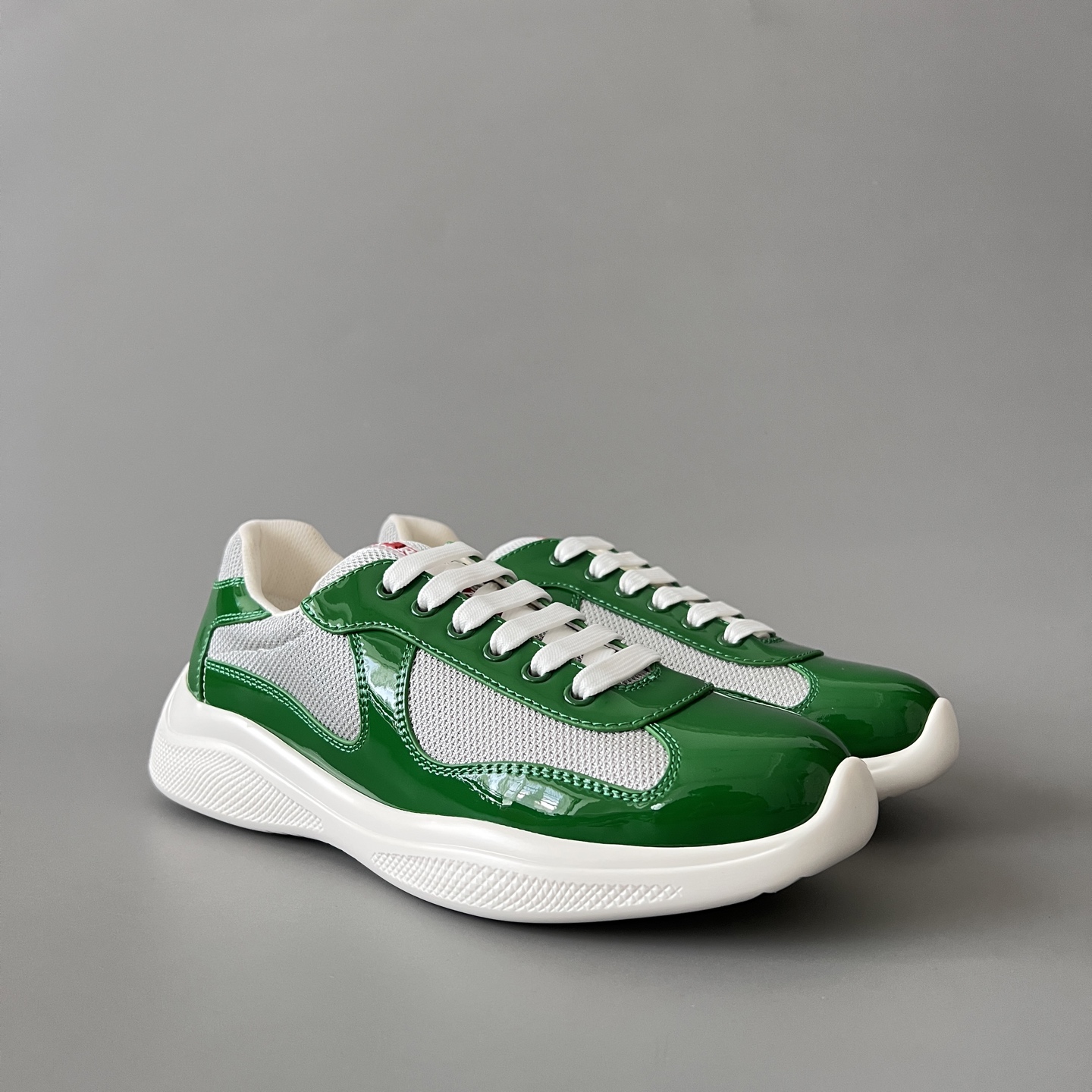 Prada 普拉达 America's Cup  系列 皮革 和织物面料 运动鞋 男士 绿色B5 4E3400_ASZ_F0J8D