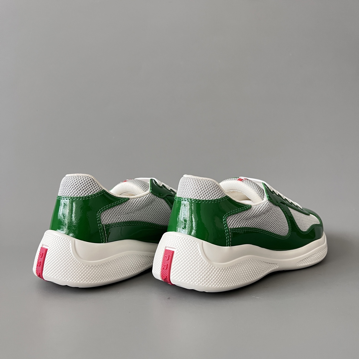 Prada 普拉达 America's Cup  系列 皮革 和织物面料 运动鞋 男士 绿色B5 4E3400_ASZ_F0J8D