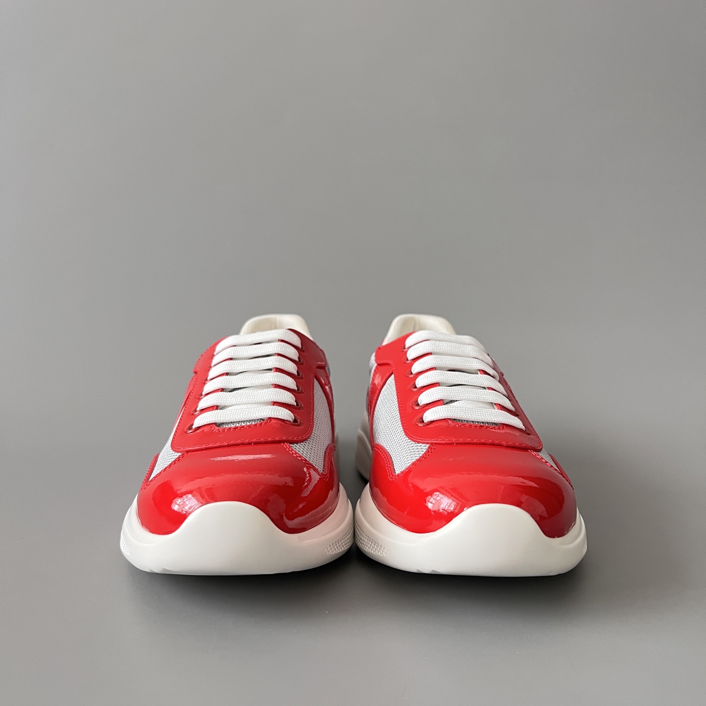 Prada 普拉达 America's Cup  系列 皮革 和织物面料 运动鞋 男士 红色B5 4E3400_ASZ_F0F5C_F_G000