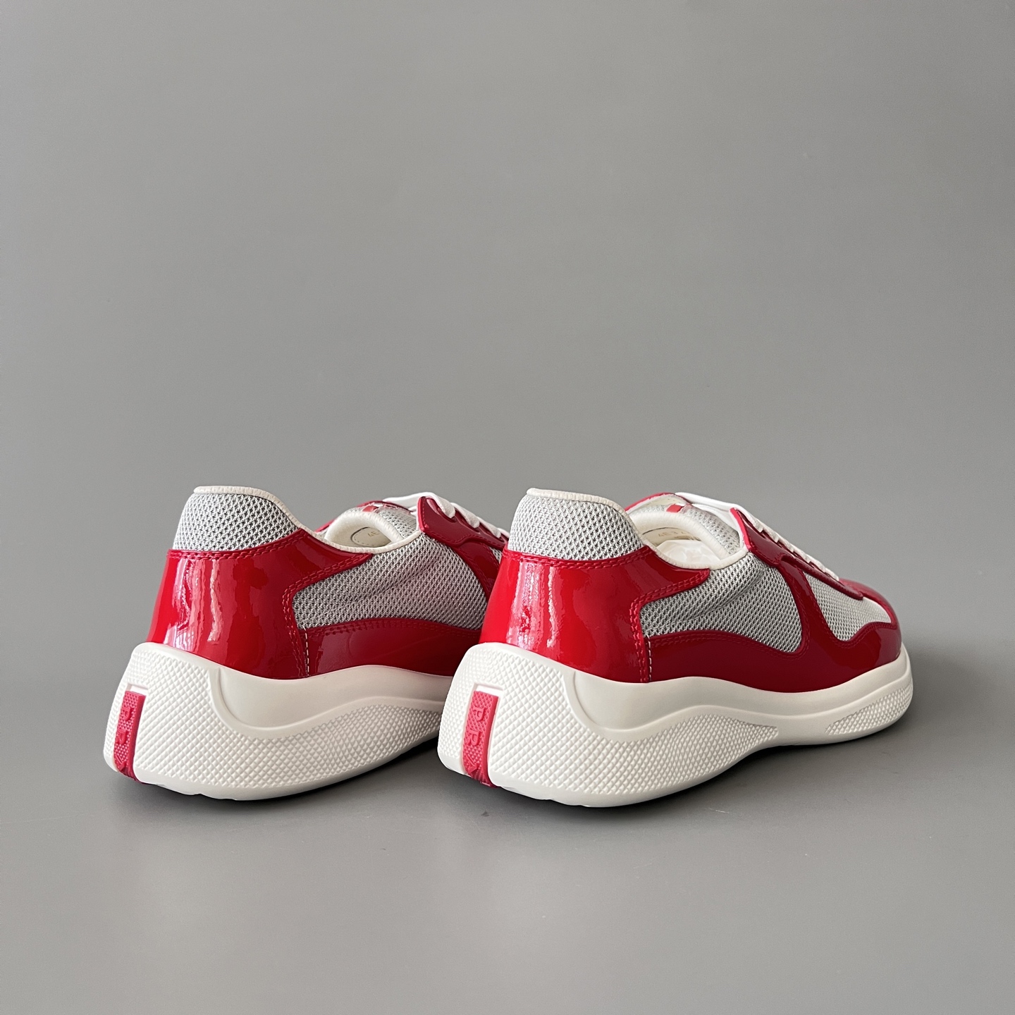 Prada 普拉达 America's Cup  系列 皮革 和织物面料 运动鞋 男士 红色B5 4E3400_ASZ_F0F5C_F_G000