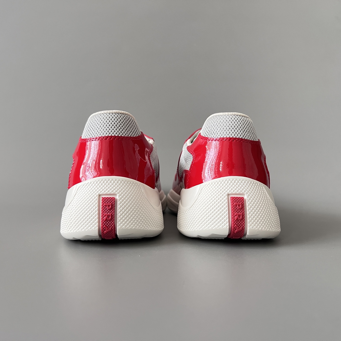 Prada 普拉达 America's Cup  系列 皮革 和织物面料 运动鞋 男士 红色B5 4E3400_ASZ_F0F5C_F_G000