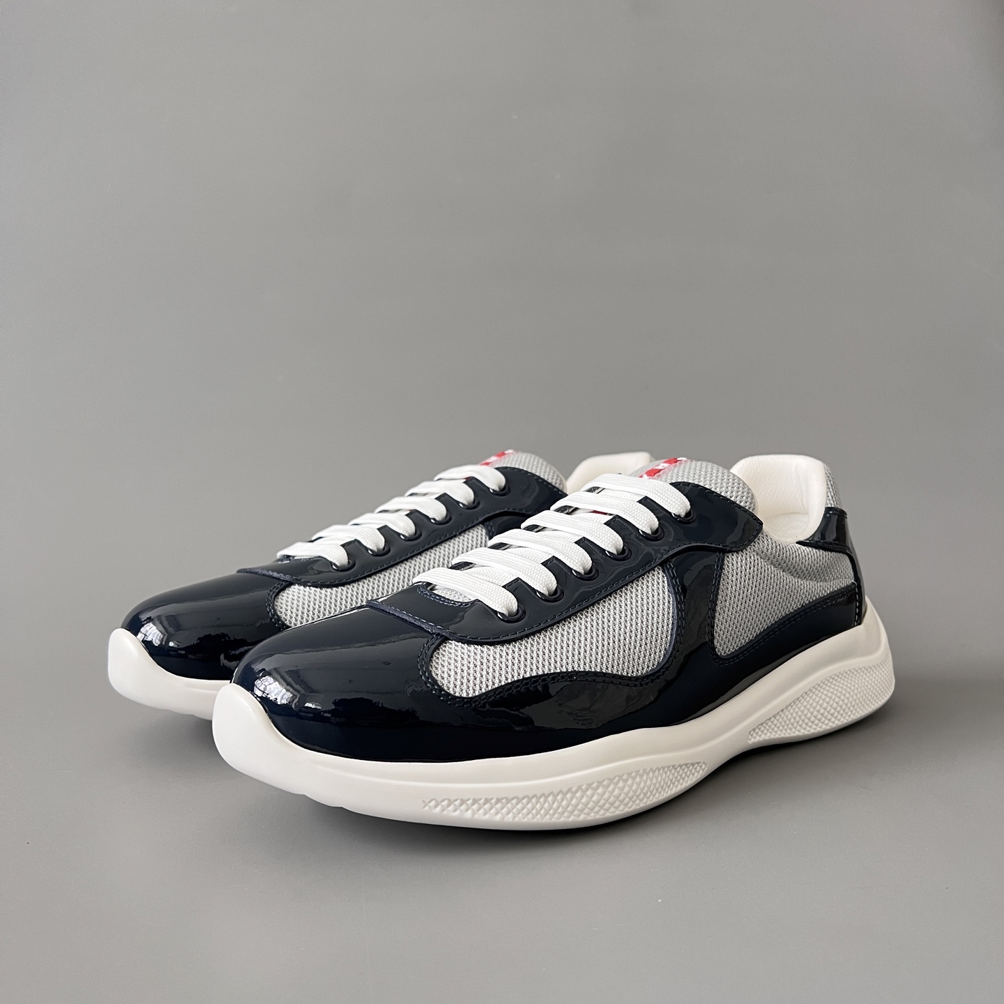 Prada 普拉达 America's Cup  系列 皮革 和织物面料 运动鞋 男士 灰蓝色B5 4E3400_ASZ_F0FJT