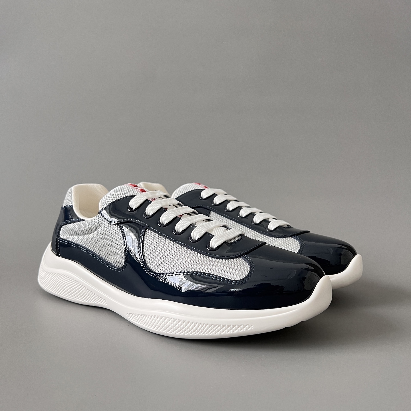 Prada 普拉达 America's Cup  系列 皮革 和织物面料 运动鞋 男士 灰蓝色B5 4E3400_ASZ_F0FJT