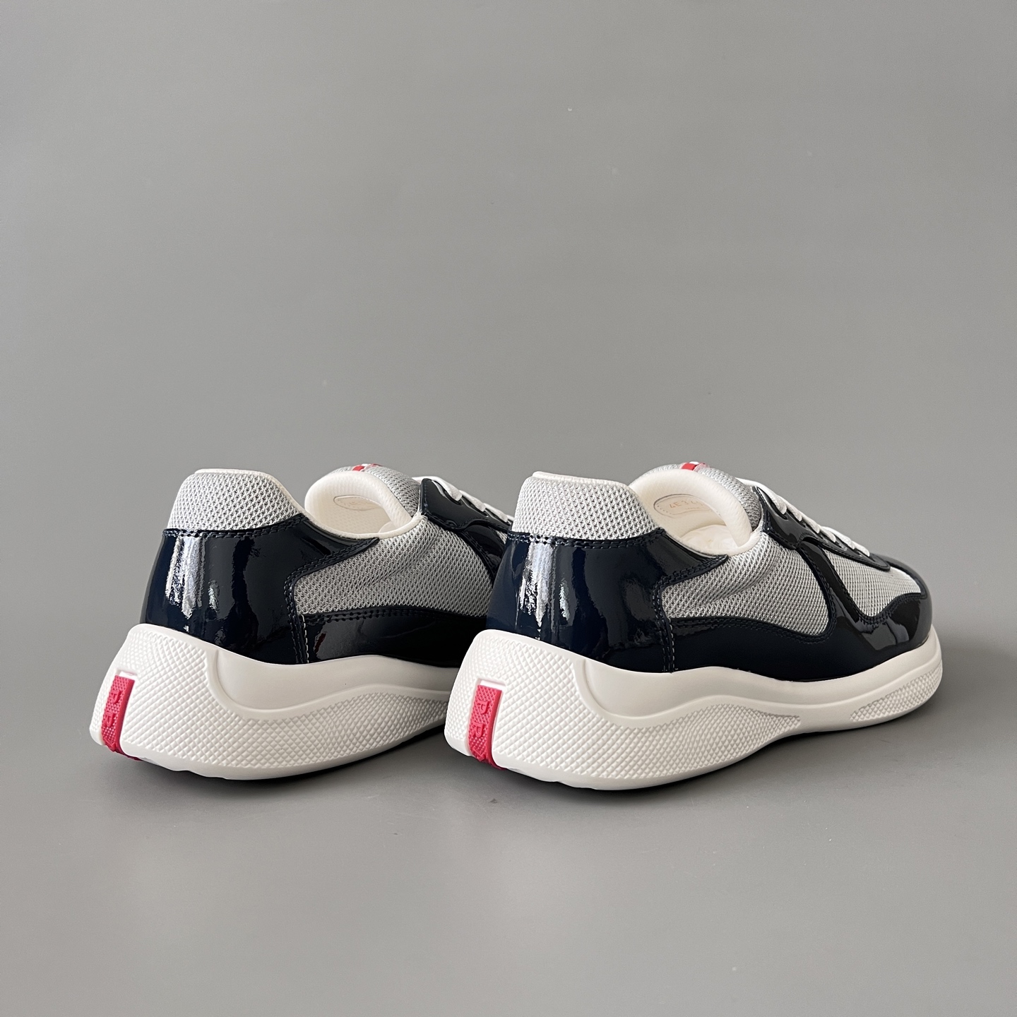 Prada 普拉达 America's Cup  系列 皮革 和织物面料 运动鞋 男士 灰蓝色B5 4E3400_ASZ_F0FJT