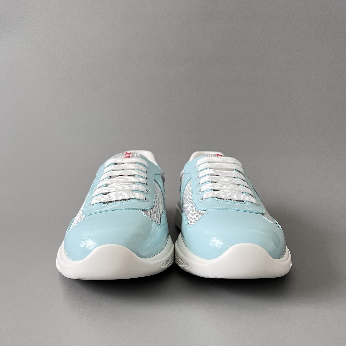 Prada 普拉达 America's Cup  系列 皮革 和织物面料 运动鞋 男士 蒂芙尼色B5 4E3400_3AMS_F0I5W