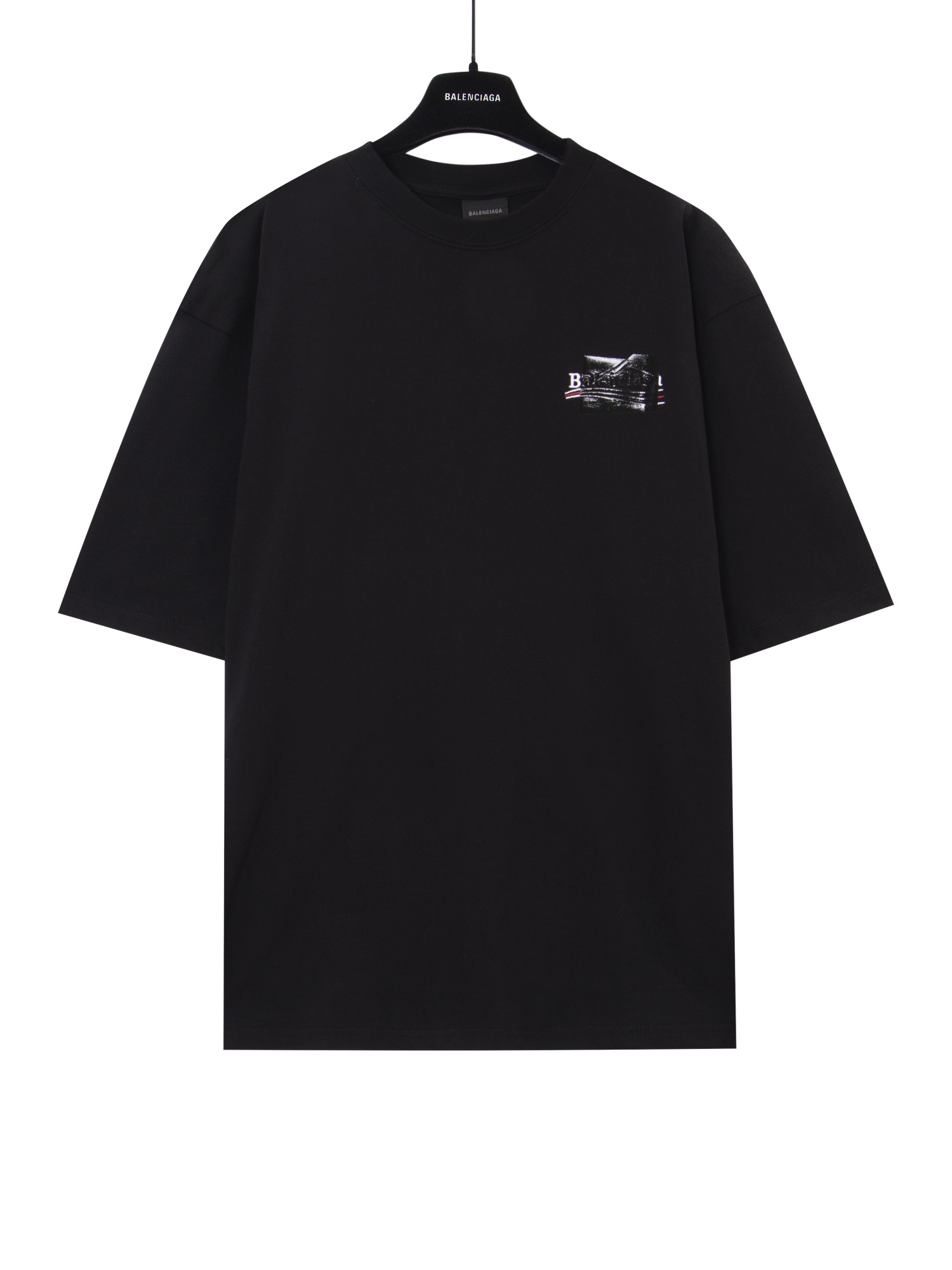 Balenciaga 巴黎世家 胶带可乐刺绣 短袖 T恤 圆领 夏季 黑色 A0 