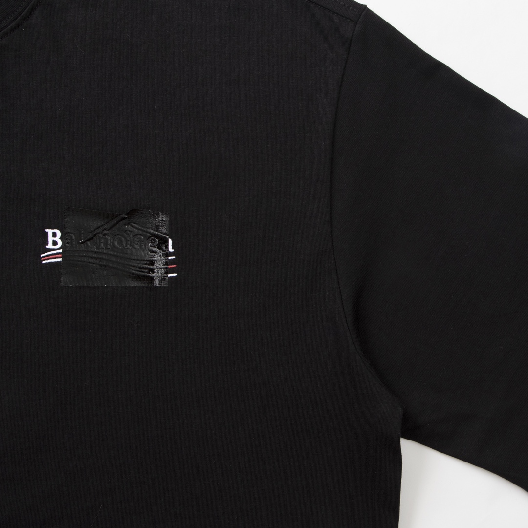 Balenciaga 巴黎世家 胶带可乐刺绣 短袖 T恤 圆领 夏季 黑色 A0 
