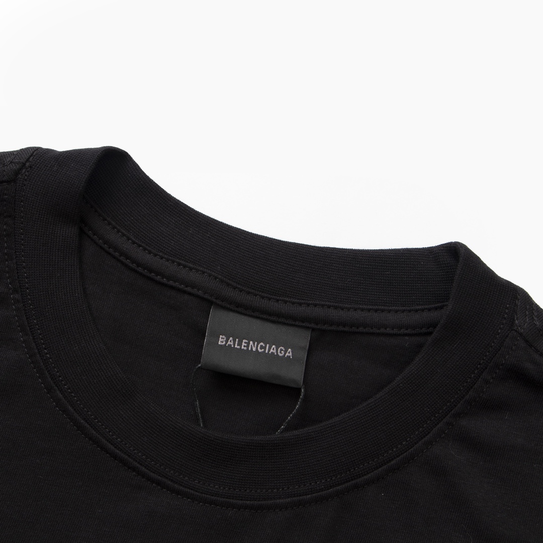 Balenciaga 巴黎世家 胶带可乐刺绣 短袖 T恤 圆领 夏季 黑色 A0 